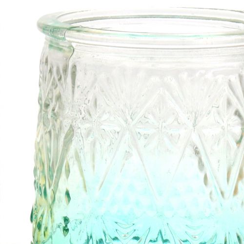 Floristik24 Tealight glass orange / yellow / turquoise Ø8cm 3pcs