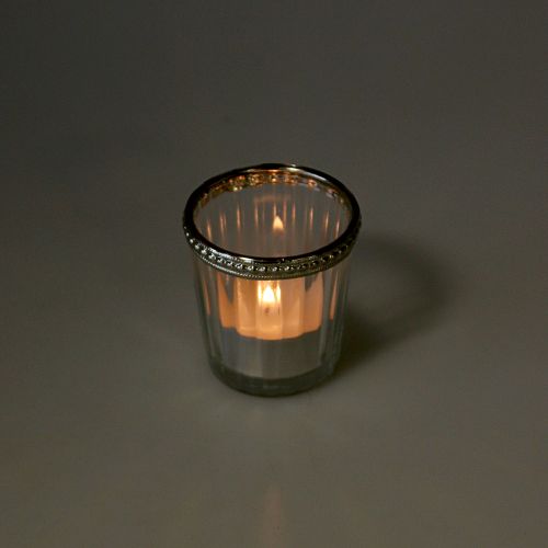 Floristik24 Tealight glass antique with metal rim Ø6cm H6cm 4pcs