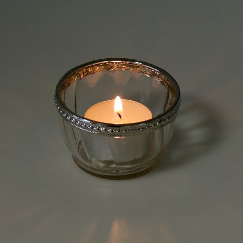 Floristik24 Tealight glass antique with metal rim Ø7cm H4cm