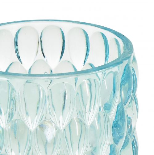 Product Tealight glass light blue tinted glass lantern Ø9.5cm H9cm 2pcs