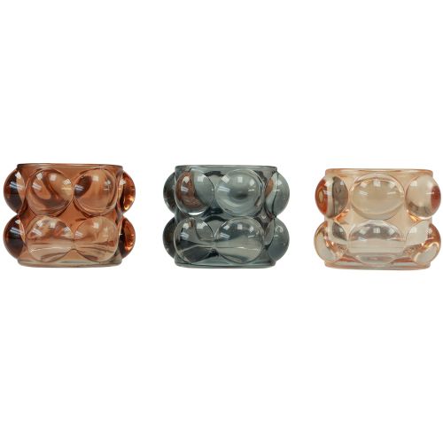 Tealight glass tinted tealight holder glass Ø8cm H6.5cm 3pcs