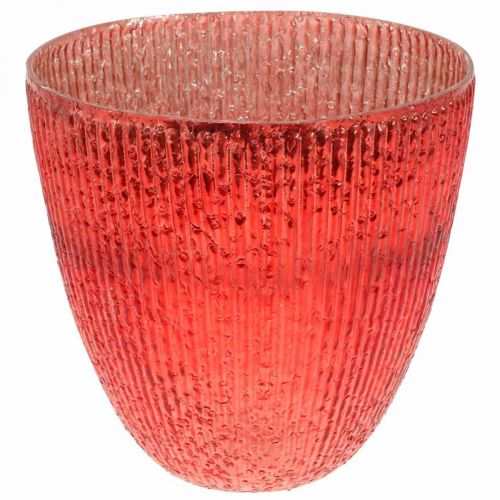 Product Candle glass lantern red glass deco vase Ø21cm H21.5cm