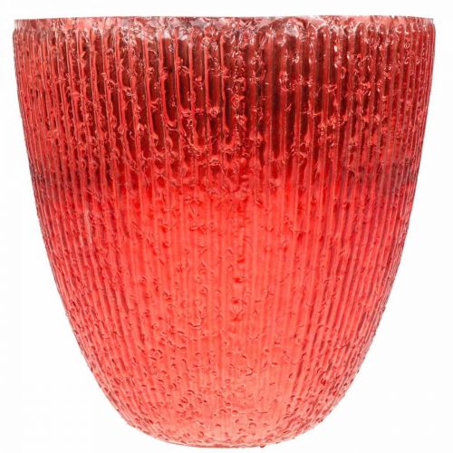 Floristik24 Candle glass lantern red glass deco vase Ø21cm H21.5cm