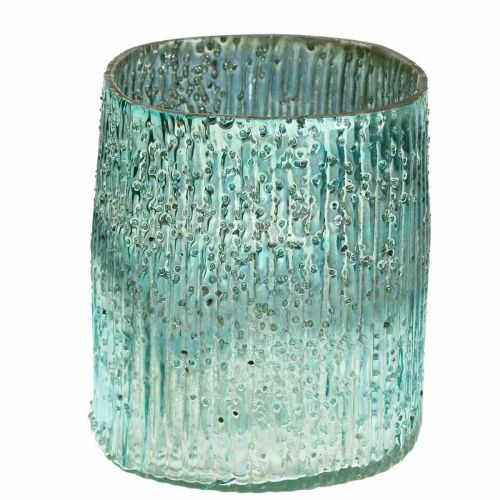 Floristik24 Tea light glass blue lantern glass table decoration 12cm