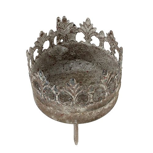 Product Tealight holder antique Ø5cm H10cm grey 4pcs