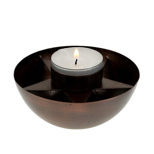 Floristik24 Tealight holder brown Ø10cm H4cm