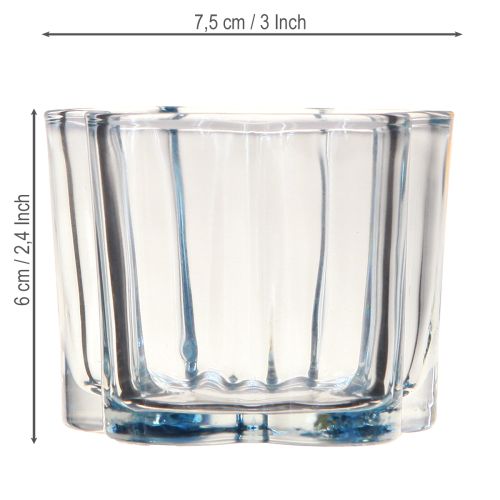 Product Tealight holder glass flower tealight glass blue Ø7.5cm H6cm 6pcs