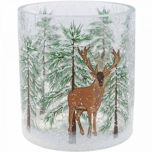 Floristik24 Tealight holder glass Christmas crackle tealight glass H13cm