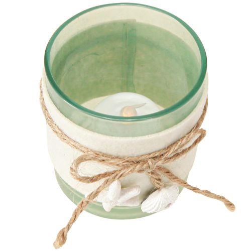 Product Tealight holder glass maritime tealight blue green white 7.5cm 3pcs