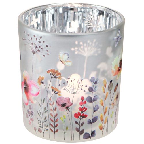 Tealight Holder Glass Poppy Butterfly Colored 8cm 4 Pcs