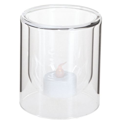 Product Tealight Holder Glass Round Lantern Clear Ø8.5cm H10cm 4 pcs