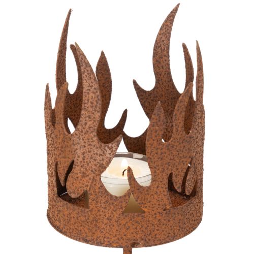 Tealight holder, candle shape, rust decoration, patina metal, H36cm | Floristik24.ie