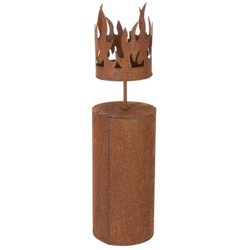 Tealight holder, candle shape, rust decoration, patina metal, H36cm | Floristik24.ie