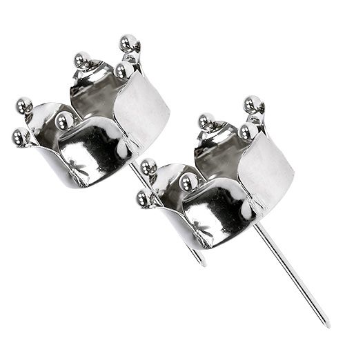 Product Tealight holder crown silver Ø4.8cm 4 pcs