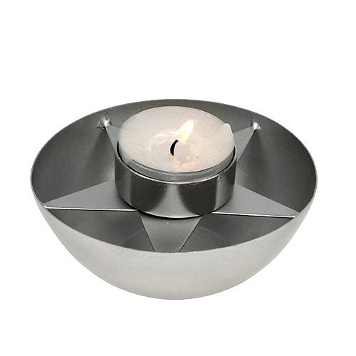 Floristik24 Tea light holder silver Ø10cm H4cm 1pc