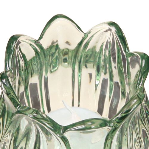 Product Tealight holder tulip glass tealight glass green Ø7cm H16cm 2pcs
