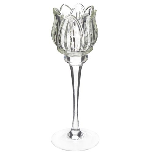 Floristik24 Glass flower candle holder for elegant table decoration, events and weddings, 22cm