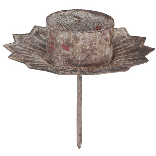 Floristik24 Tealight holder vintage tealight for sticking grey Ø9cm H8.5cm 4pcs