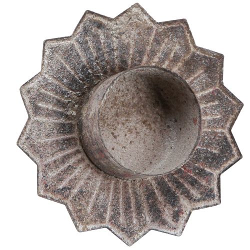 Floristik24 Tealight holder vintage tealight for sticking grey Ø9cm H8.5cm 4pcs