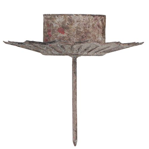 Floristik24 Tealight holder vintage tealight for sticking grey Ø9cm H8.5cm 4pcs