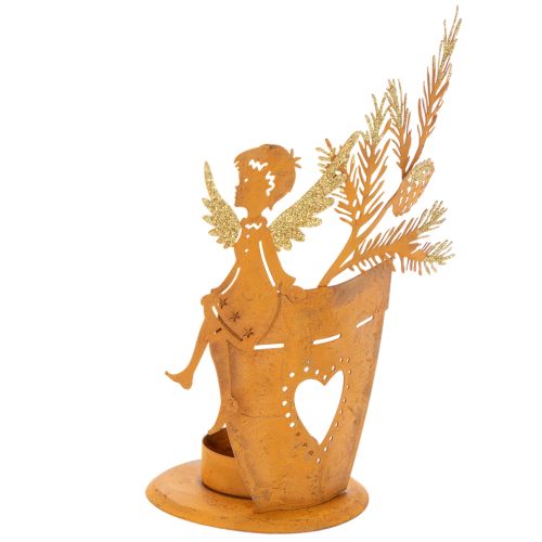 Christmas tealight holder, angel decoration, rust decoration, Ø8cm H18cm buy online | Floristik24.ie