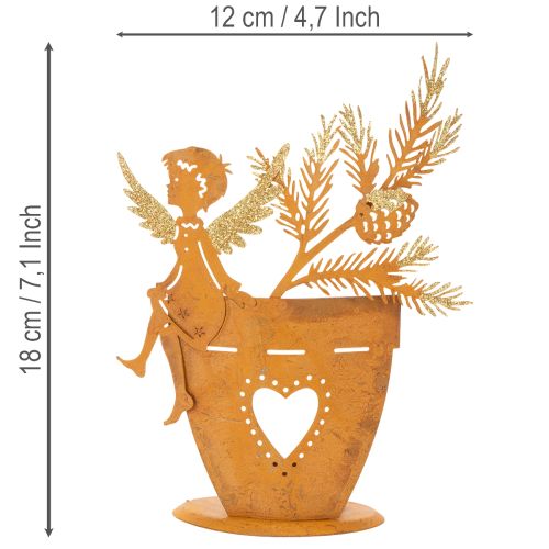 Christmas tealight holder, angel decoration, rust decoration, Ø8cm H18cm | Floristik24.ie