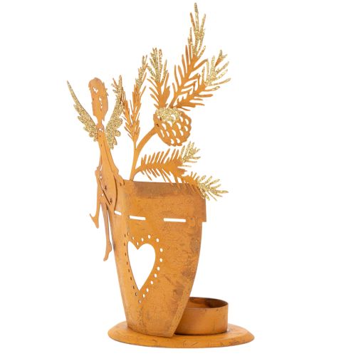 Christmas tealight holder, angel decoration, rust decoration, Ø8cm H18cm | Floristik24.ie