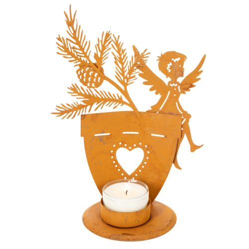 Christmas tealight holder, angel decoration, rust decoration, Ø8cm H18cm | Floristik24.ie