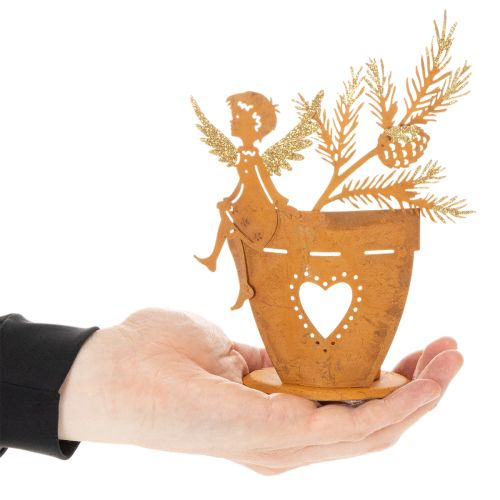 Christmas tealight holder, angel decoration, rust decoration, Ø8cm H18cm | Floristik24.ie