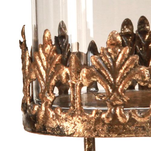 Floristik24 Tealight holder with glass for sticking antique look gold Ø5.5cm 4pcs