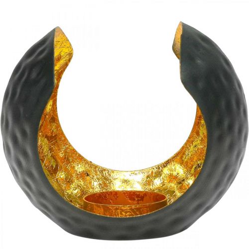 Floristik24 Tealight holder black gold table decoration metal 12×9×10cm