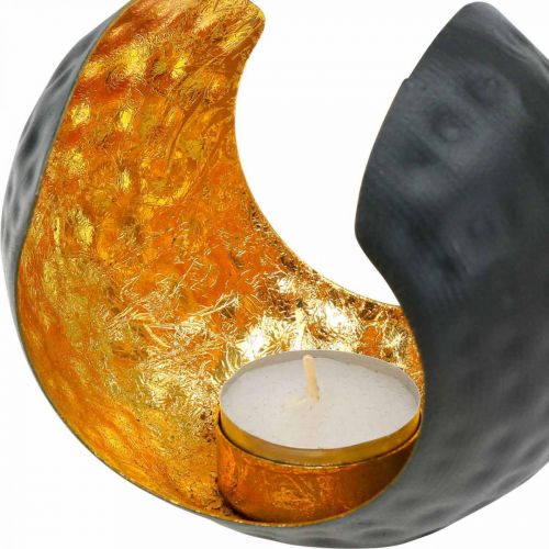 Floristik24 Tealight holder black gold table decoration metal 12×9×10cm