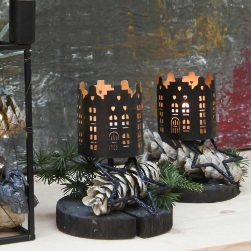 Floristik24 Tea light holder to plug city black Ø6.5cm 4pcs