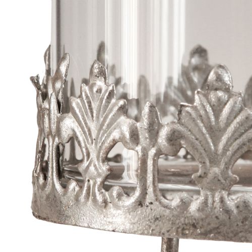 Floristik24 Tealight holder with glass silver antique Ø7cm 4 pcs