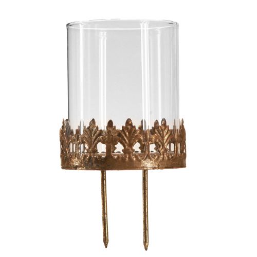 Floristik24 Tealight holder with candle glass gold Ø7cm 4 pcs