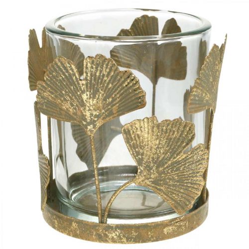 Tea light holder ginkgo leaves gold ginkgo candle holder table decoration Ø8.5cm