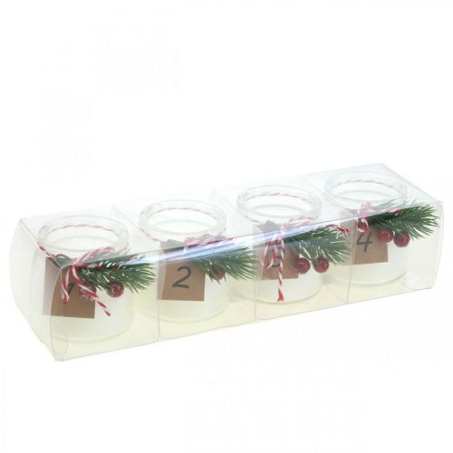 Floristik24 Tea light holder glass Advent candle holder mason jar Ø6cm 4pcs