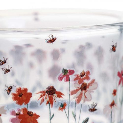 Floristik24 Tea light holder glass lantern summer meadow bees Ø9cm