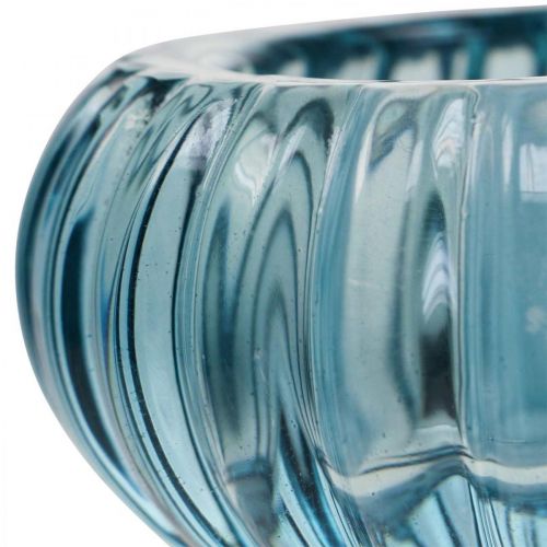 Floristik24 Tealight Holder Glass Candle Holder Round Blue Ø8cm H3.5cm