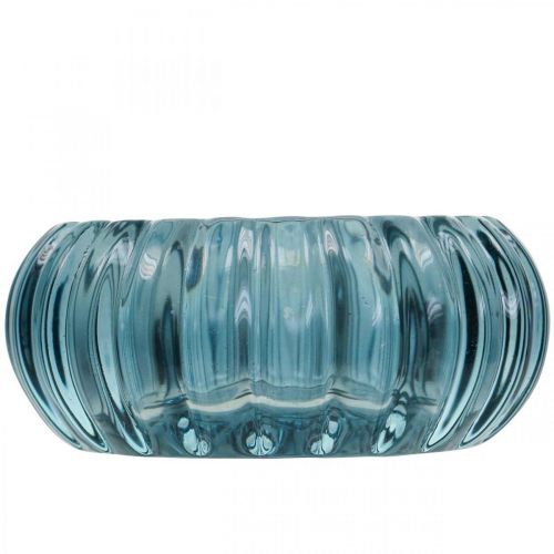 Floristik24 Tealight Holder Glass Candle Holder Round Blue Ø8cm H3.5cm