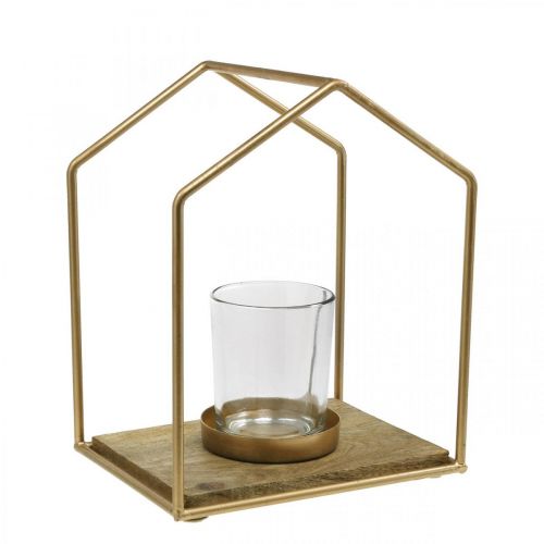 Lantern house metal decoration tealight candle glass 20×16×26cm