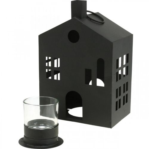 Floristik24 Tea light holder house black metal, light house Ø4.4cm H18cm