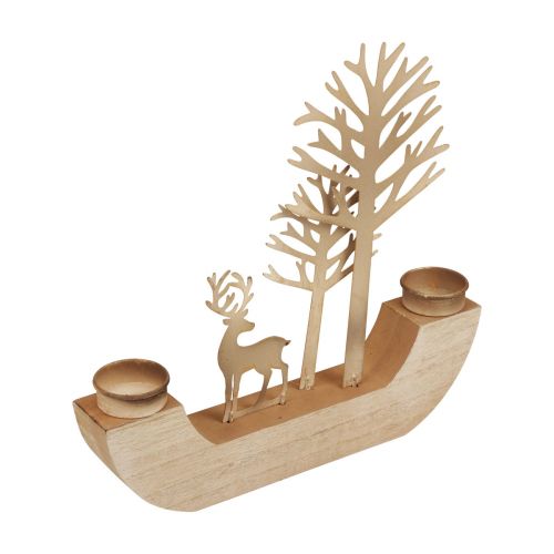 Product Tealight holder wood metal deer decoration forest 23.5cm
