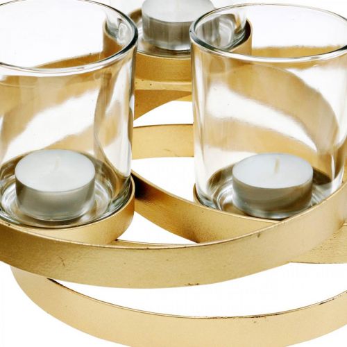 Floristik24 Advent candle holder metal round golden with 4 glasses 34×26×18cm