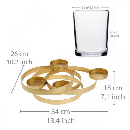 Floristik24 Advent candle holder metal round golden with 4 glasses 34×26×18cm