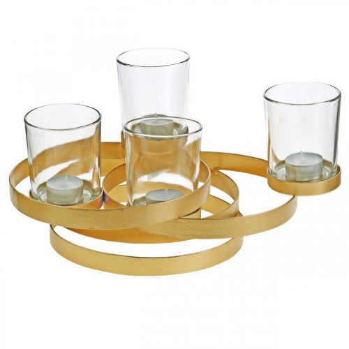 Product Advent candle holder metal round golden with 4 glasses 34×26×18cm