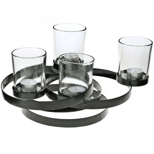 Floristik24 Advent candle holder metal round black 4 glasses 34 × 26 × 18cm