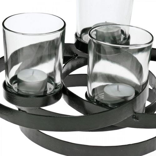 Floristik24 Advent candle holder metal round black 4 glasses 34 × 26 × 18cm