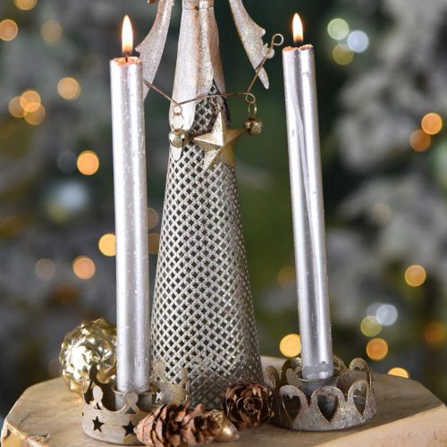 Floristik24 Candle holder metal for taper candles antique optics gold Ø7cm 4pcs