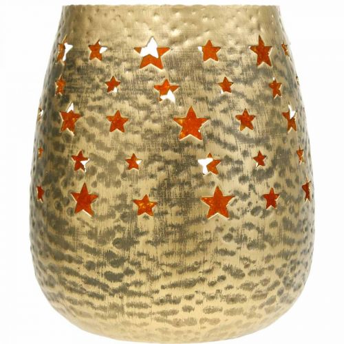 Floristik24 Christmas decoration tealight holder metal with stars golden Ø18cm H20cm